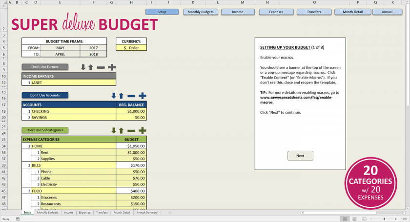Excel Budget Spreadsheet Annual Xls Worksheet User Friendly Photos