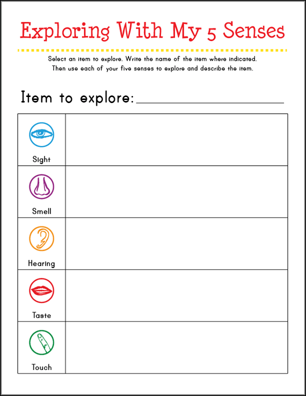 Five Senses Worksheets First Grade