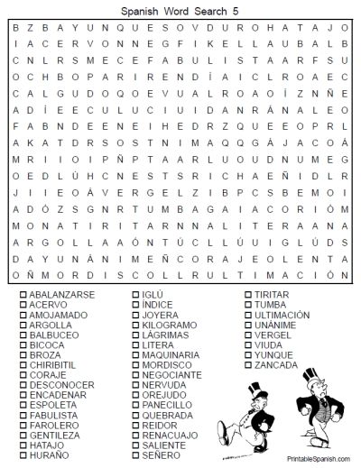 Spanish Word Search 5 Free From Printablespanish Com! Includes