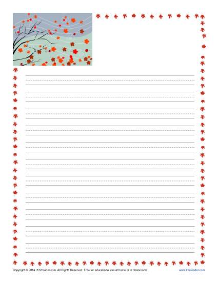 Fall Printable Lined Writing Paper