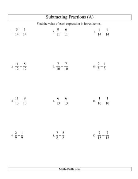 Fractions Worksheets