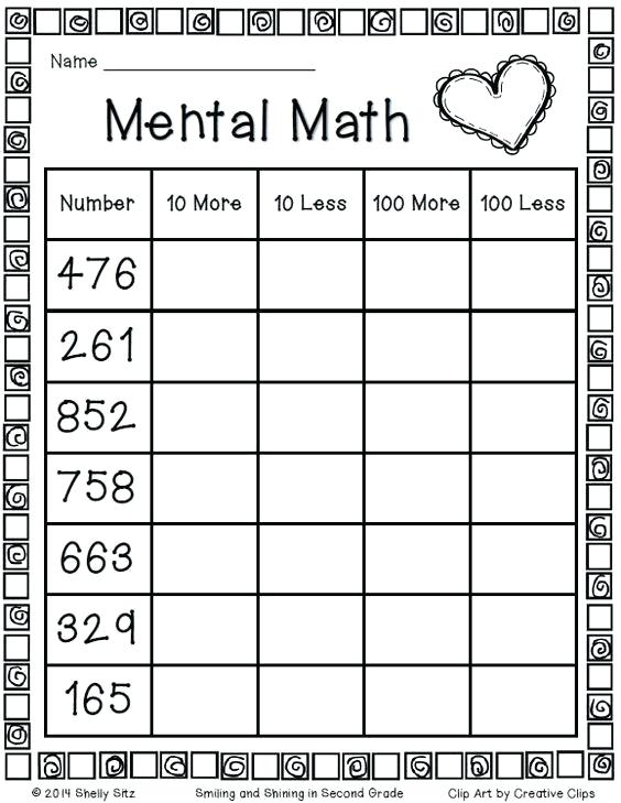 Free Printable Mental Math Worksheet Maths Worksheets Grade 2