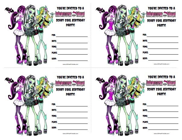 Monster High Birthday Invitations