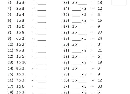 Free Printable Multiplication Worksheets Grade 3 6 7 8