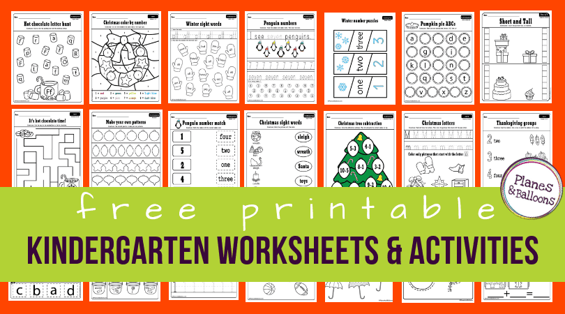 150+ Free Printable Worksheets For Kindergarten Instant Download