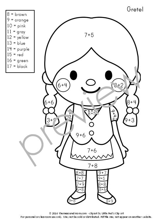 Free Color By Number Addition Pages