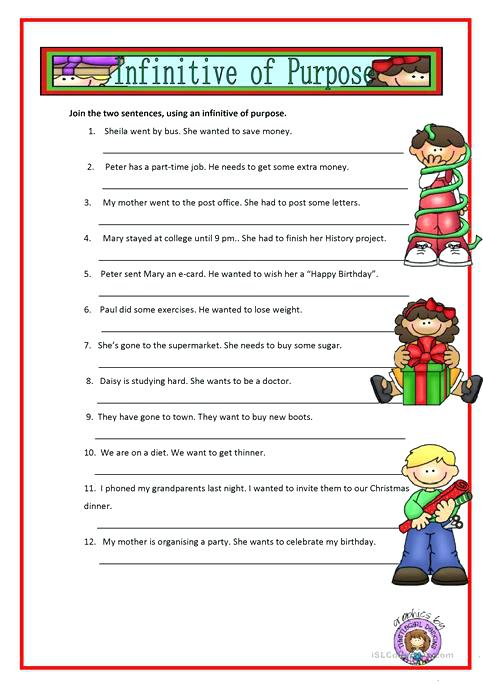 Infinitive Of Purpose Worksheet Free Printable Worksheets Made