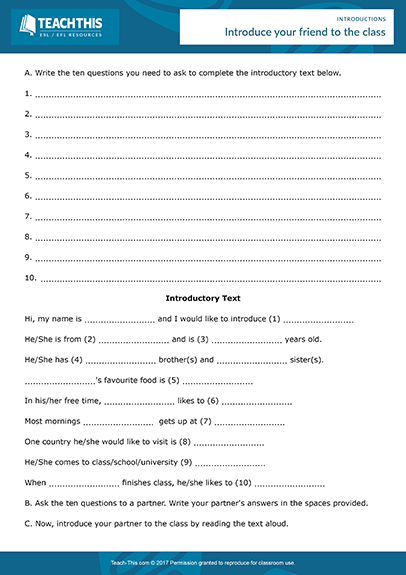 Greetings Making Introductions Esl Activities Worksheets Role