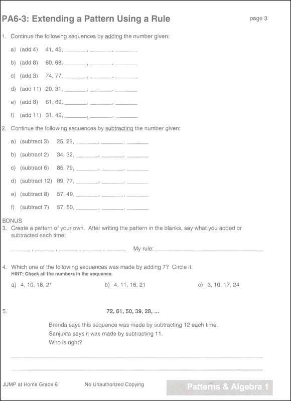 Jump Math Worksheets