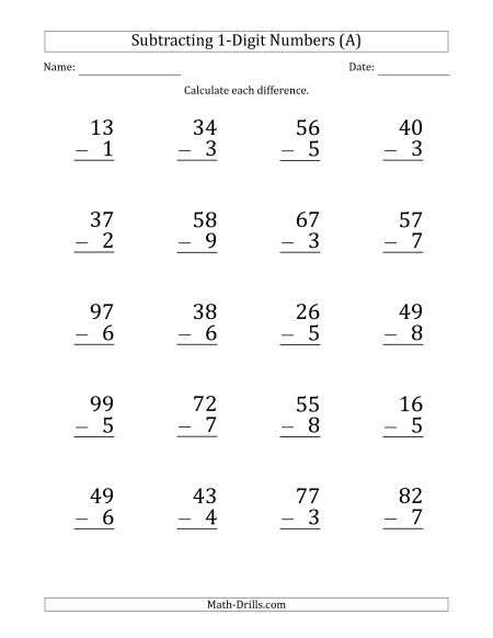 Subtraction Worksheets