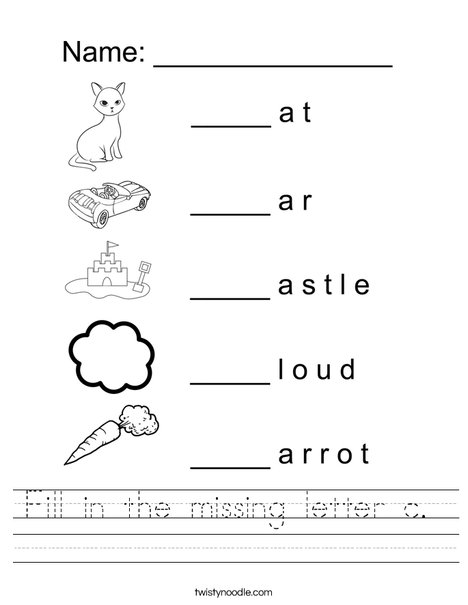 Letter C Worksheets As Letter Fill In The