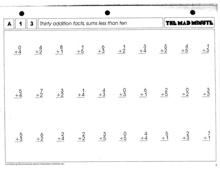 Mad Math Minute Worksheets Mad Minute Practice Sheets Math