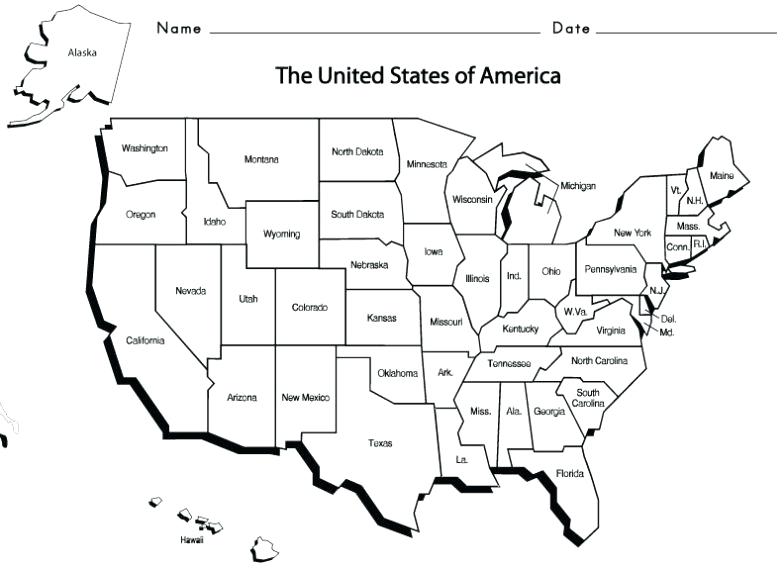 Map Worksheets Us Map With State Names Us States And Capitals