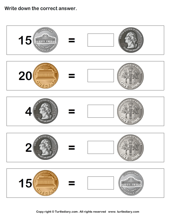 Matching Money Worksheet