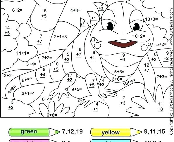 Math Coloring Worksheets 1st Grade Addition Pages Color First