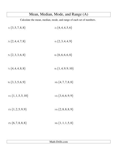 Statistics Worksheets