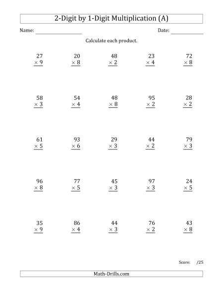 Long Multiplication Worksheets