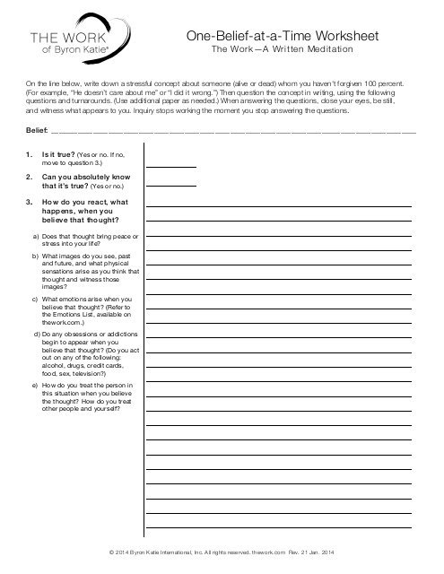 Byron Katie The Work Worksheets Byron Katie The Work Worksheets