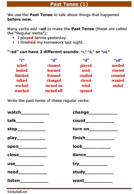 Esl Grammar Worksheets  Past Tense (1)