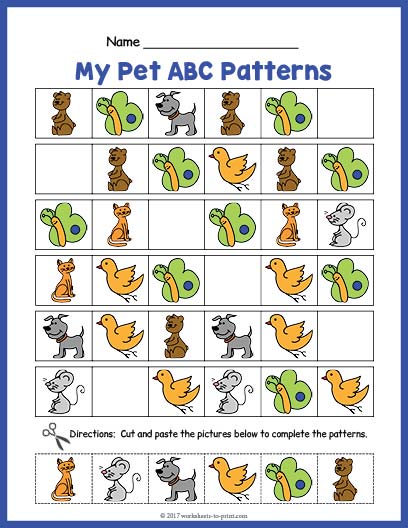 Pets Abc Pattern Worksheet Free Worksheets Samples Pets Abc Pattern Worksheet Free Worksheets Samples