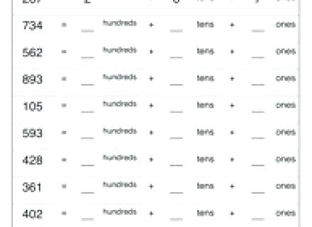 Place Value Worksheets For Kindergarten Maths Hundreds Tens And