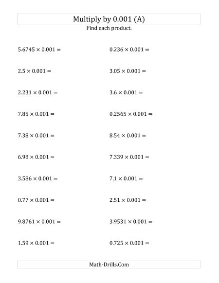 Powers Of Ten Worksheets