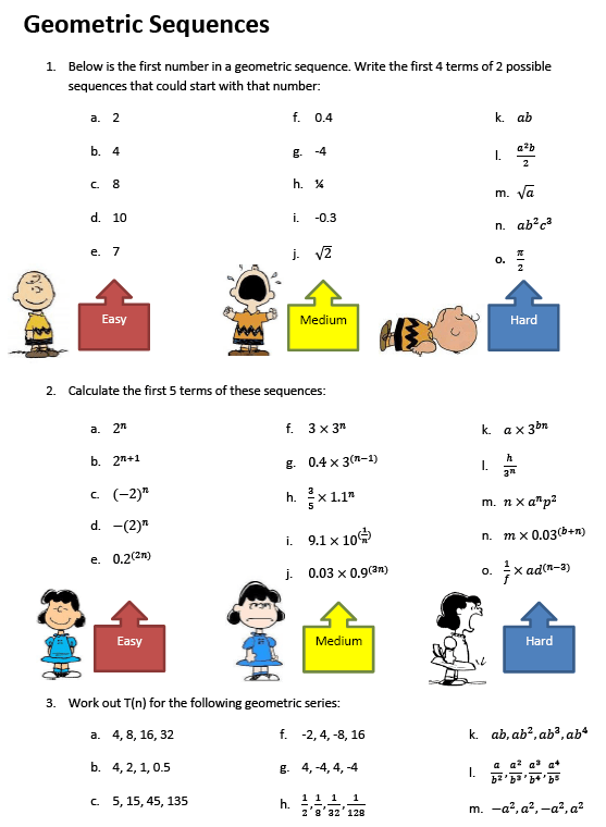 Geometric Sequences Worksheet