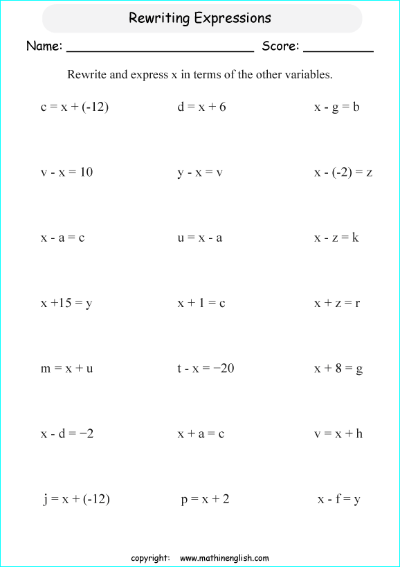 Analyze These Algebraic Sentences And Rewrite And Express X In