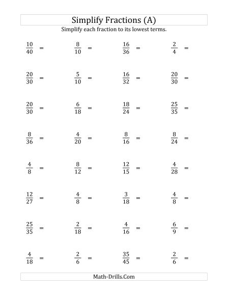 Fractions Worksheets