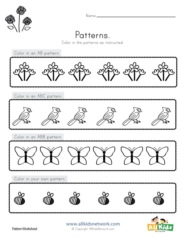 Spring Color The Patterns Worksheet