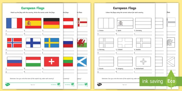 European Flag Worksheets