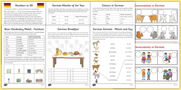 Learn German Worksheet Starter Pack