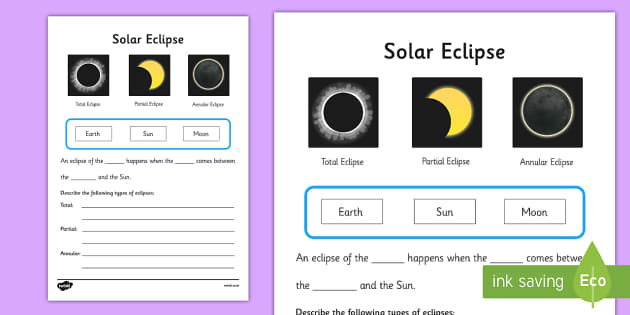 Solar Eclipse Worksheet