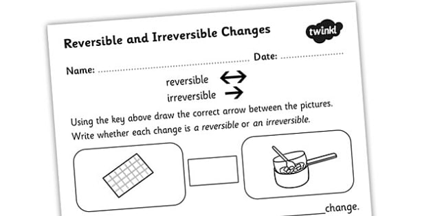 Changing States Reversible Irreversible Changes Worksheet   Worksheet