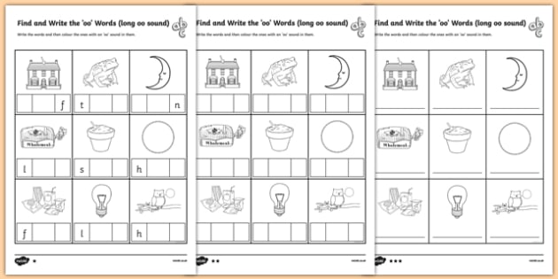Find And Write The Long Oo Sound Words Differentiated Worksheet