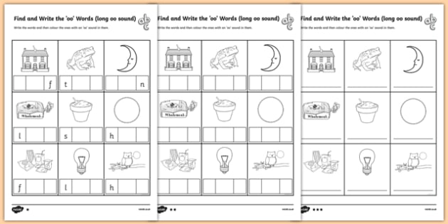 Find And Write The Long Oo Sound Words Differentiated Worksheet