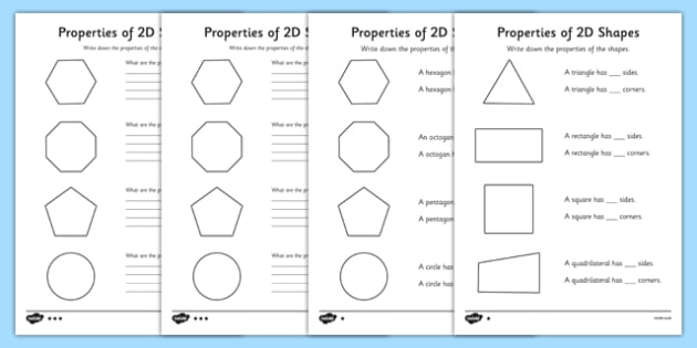 Year 2 Properties Of 2d Shapes Worksheet   Worksheet Pack