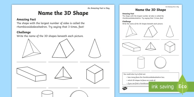 Name The 3d Shape Worksheet   Worksheet