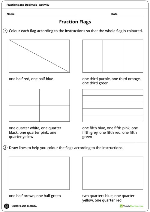 Fraction Flags Worksheet Teaching Resource â Teach Starter