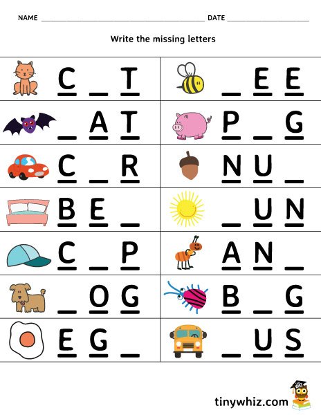 Three Letter Words For Kids As Letter Free Printable Worksheet