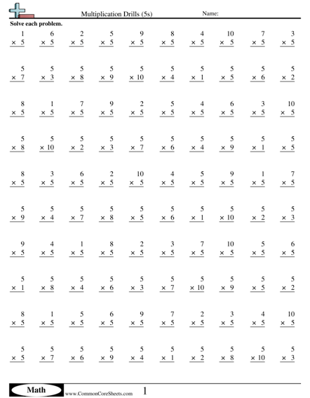 Multiplication Worksheets
