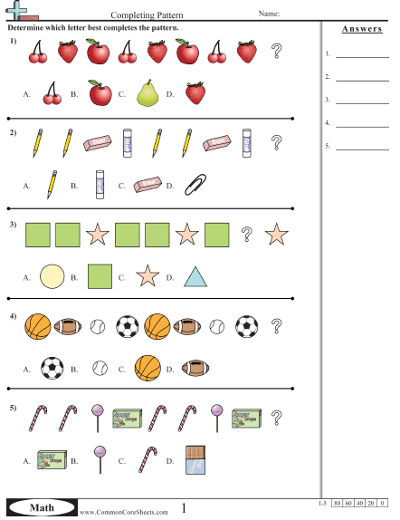 Patterns & Function Machine Worksheets