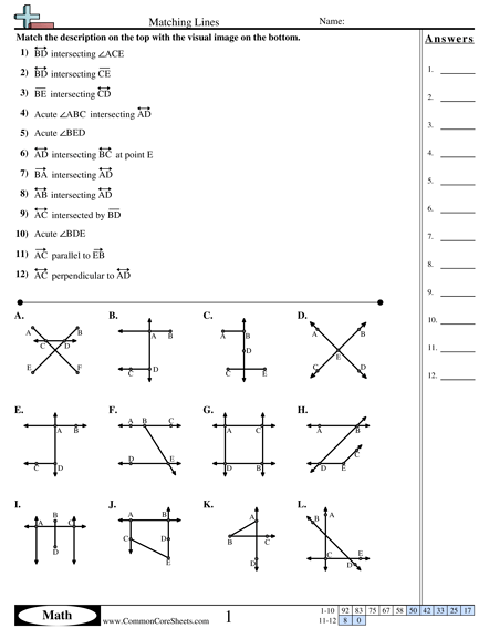 Lines Worksheets