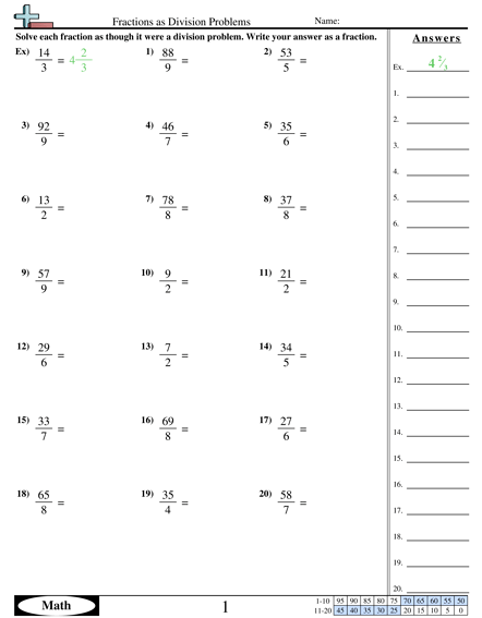 Fraction Worksheets