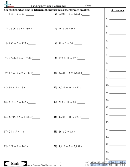 Division Worksheets