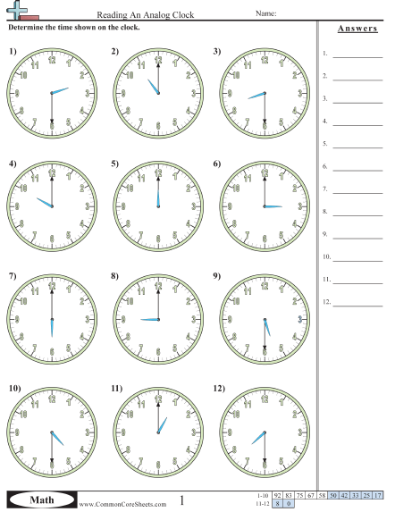 Time Worksheets