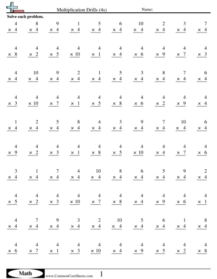 Multiplication Worksheets
