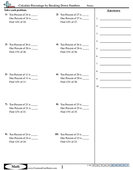 Percent Worksheets