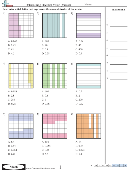 Decimal Worksheets