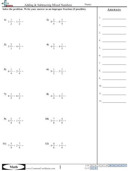 Fraction Worksheets